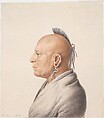 Osage Warrior, Charles Balthazar Julien Févret de Saint-Mémin (1770–1852), Watercolor and graphite on off-white wove paper, American