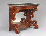 Pier Table, Joseph Meeks & Sons (American, New York, 1829–35), Mahogany veneer, mahogany; pine, ash (secondary woods); marble, glass, American