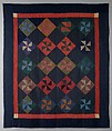 Quilt, Pinwheel or Fly pattern, Amish maker, Wool and cotton, American