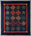 Quilt, Pinwheel or Fly pattern, Amish maker, Wool and cotton, American