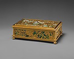 Covered Box, Designed by Louis C. Tiffany (American, New York 1848–1933 New York), Gilt metal, Favrile glass, American