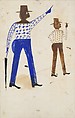 Two Men Walking, Bill Traylor (American, Benton, Alabama 1853/54–1949 Montgomery, Alabama), Tempera and pencil on paper, American