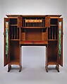 Desk, Stickley Brothers (1891–1954), Quarter-sawn oak, oak veneer, cedar, mahogany, brass,
 copper, pewter, leaded glass, American