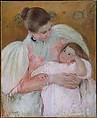 Nurse and Child, Mary Cassatt (American, Pittsburgh, Pennsylvania 1844–1926 Le Mesnil-Théribus, Oise), Pastel on wove paper (originally blue), mounted on canvas, American