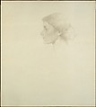 Portrait of a Woman, Thomas Wilmer Dewing (American, 1851–1938), Silverpoint on paper, mounted on pulp board, American