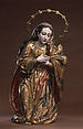 Mary (from a nativity), Polychrome wood, gilt silver, glass, Guatemalan