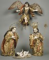 Mary (from a nativity), Polychrome wood, gilt silver, glass, Guatemalan