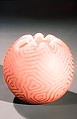 Rose Bowl, Dennis Glass Works, Blown satin red glass, British