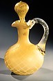 Cruet, Blown satin amber and colorless glass, American