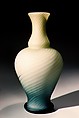 Vase, Blown satin blue and green glass, British, probably