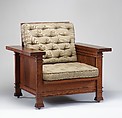 Armchair, Frank Lloyd Wright (American, Richland Center, Wisconsin 1867–1959 Phoenix, Arizona), White oak, wool, American