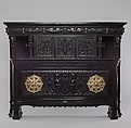 Cabinet from the drawing room of the Worsham-Rockefeller House, George A. Schastey & Co. (American, New York, 1873–1897), Ebonized oak, brass, gilded bronze, and agate, American