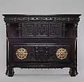 Cabinet from the drawing room of the Worsham-Rockefeller House, George A. Schastey & Co. (American, New York, 1873–1897), Ebonized oak, brass, gilded bronze, and agate, American