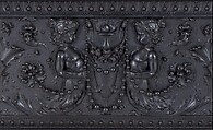 Cabinet from the drawing room of the Worsham-Rockefeller House, George A. Schastey & Co. (American, New York, 1873–1897), Ebonized oak, brass, gilded bronze, and agate, American