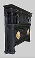 Cabinet from the drawing room of the Worsham-Rockefeller House, George A. Schastey & Co. (American, New York, 1873–1897), Ebonized oak, brass, gilded bronze, and agate, American