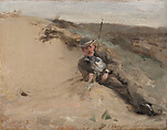 Portrait of Ralph Curtis on the Beach at Scheveningen, John Singer Sargent (American, Florence 1856–1925 London), Oil on panel, American