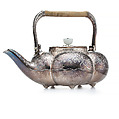 Teapot, Tiffany &amp; Co. (1837–present), Silver, jade, and boxwood, American
