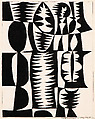 Black and White Patterned Forms, George Morrison  Native American, Ink on paper