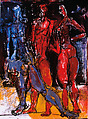 Three Figures, George Morrison  Native American, Gouache, ink, and pencil on paper