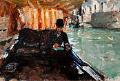 Ramón Subercaseaux in a Gondola, John Singer Sargent (American, Florence 1856–1925 London), Oil on canvas mounted on board, American