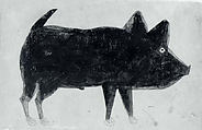 Black Pig, Bill Traylor (American, Benton, Alabama 1853/54–1949 Montgomery, Alabama), Gouache and pencil on cardboard, American