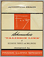 Schumacher's Taliesin Line of Decorative Fabrics and Wallpapers Designed by Frank Lloyd Wright, Frank Lloyd Wright (American, Richland Center, Wisconsin 1867–1959 Phoenix, Arizona), Book (a) together with a conforming masonite authorized dealer sign (b), American