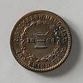 Medal, Possibly Robert Lovett (early 19th century), Gilt brass, American