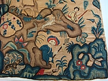 Curtain Fragment, Fustian embroidered with wool, England or Scotland