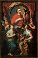 Saint Charles Borromeo and the Allegory of the Arts (San Carlos Borromeo y la alegoría de las artes), Rafael Gutiérrez (Atribuido a Rafael Gutiérrez) Mexican, Oil on canvas (Óleo sobre lienzo), Mexican