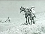 Standing Off Indians, Frederic Remington American, Oil on board, American