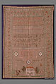 Embroidered Sampler, Ester Wildes American, Silk on linen, embroidered, American