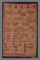 Embroidered Sampler, Mary Duyber American, Silk on linen, embroidered, American