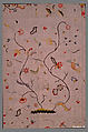 Embroidered coverlet, Linen embroidered with wool, American or British