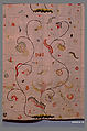 Embroidered coverlet, Linen embroidered with wool, American or British