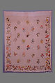Enbroidered bed curtain, Sarah Noyes Chester (1722–1797), Linen embroidered with wool, American