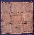 Darning sampler, Esther Smith, Cotton, wool and silk embroidery on linen, American