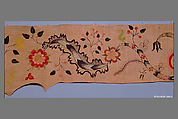 Valance, Linen embroidered with crewel wool, American