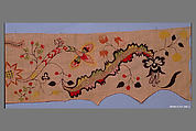 Valance, Linen embroidered with crewel wool, American