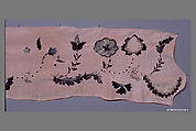 Valance, Linen embroidered with crewel wool, American