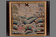 Embroidered Picture, Keturah Rawlins, Linen embroidered with wool and silk, American
