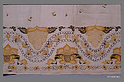 Petticoat, Linen embroidered with crewel wool, American