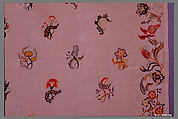 Enbroidered bed curtain, Sarah Noyes Chester (1722–1797), Linen embroidered with wool, American