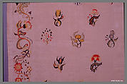 Enbroidered bed curtain, Sarah Noyes Chester (1722–1797), Linen embroidered with wool, American