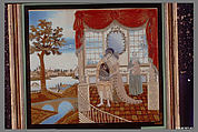 Hector Taking Leave of His Family, Lucy C. Huntington (1794–1818), Silk embroidered with silk and metallic threads, sequins, watercolor, American