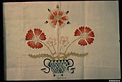 Embroidered coverlet, Mary Breed (1751–ca. 1784), Linen and cotton with wool embroidered, American