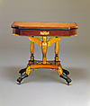 Card Table, Attributed to Charles-Honoré Lannuier (France 1779–1819 New York), Bird's-eye maple, rosewood, satinwood, mahogany, brass; secondary wood: pine, American