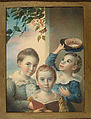 Portrait of Three Boys, Thomas Badger  American, Watercolor on ivory, American