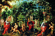 Adam and Eve in Paradise, Cristobal de Villalpando Mexican, Oil on copper, Mexican