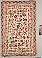 Coverlet, Wool, sequins, metal thread, on cotton ground, Mexican