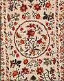 Coverlet, Wool, sequins, metal thread, on cotton ground, Mexican
